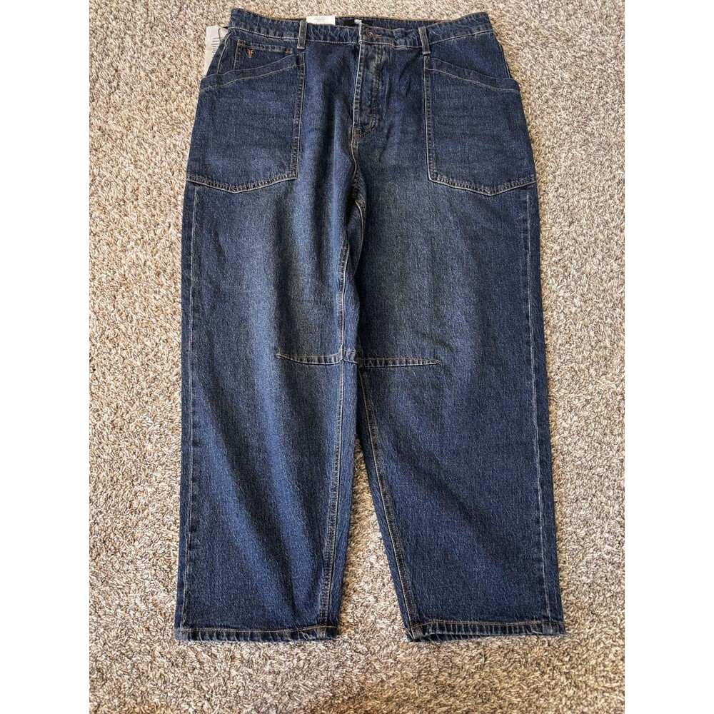 Frye Womens Barrel Jeans Size 14 Medium Wash High Rise Utility NWT